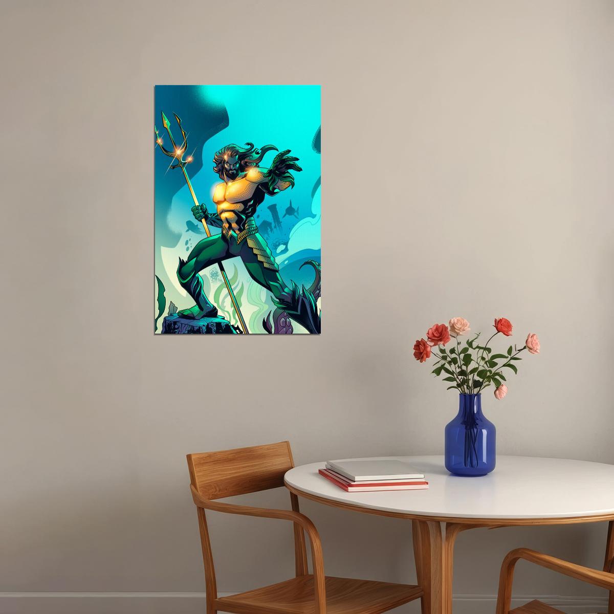 Aquaman Jason Momoa Fish Aquatic Movie Poster Wall Art Print Home Wall Decor
