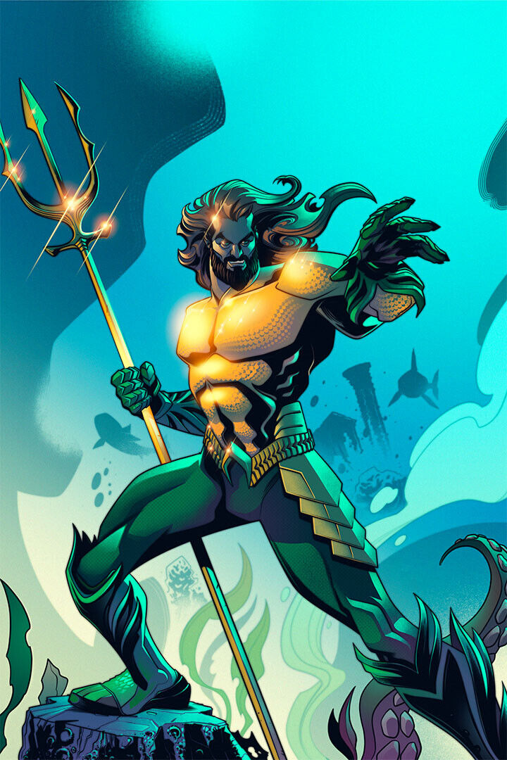 Aquaman Jason Momoa Fish Aquatic Movie Poster Wall Art Print Home Wall Decor