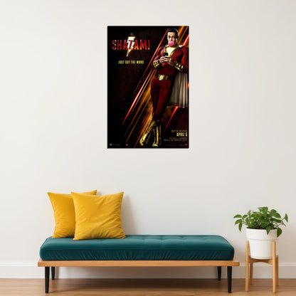 Shazam 2019 Comics Zachary Levi Hero Movie Poster Wall Art Print Home Wall Decor