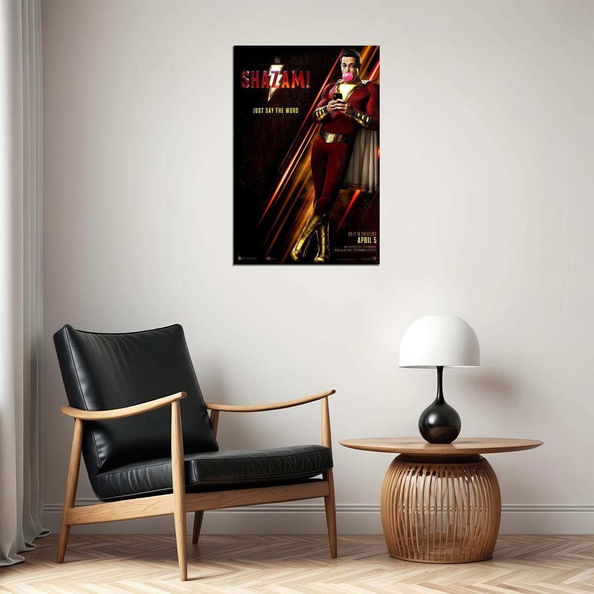 Shazam 2019 Comics Zachary Levi Hero Movie Poster Wall Art Print Home Wall Decor