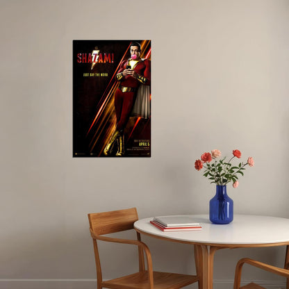 Shazam 2019 Comics Zachary Levi Hero Movie Poster Wall Art Print Home Wall Decor