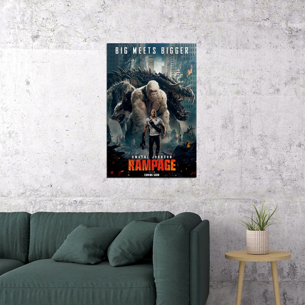 Rampage 2018 Science Fiction Movie Poster Wall Art Print Home Wall Decor
