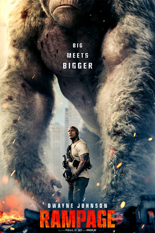 Rampage Dwayne Johnson 2018 Gorilla Wolf Crocodile Movie Poster Wall Art Print Home Wall Decor