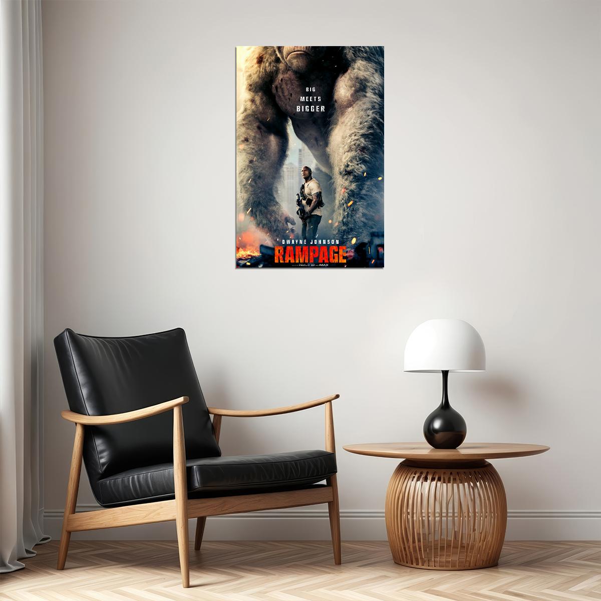 Rampage Dwayne Johnson 2018 Gorilla Wolf Crocodile Movie Poster Wall Art Print Home Wall Decor