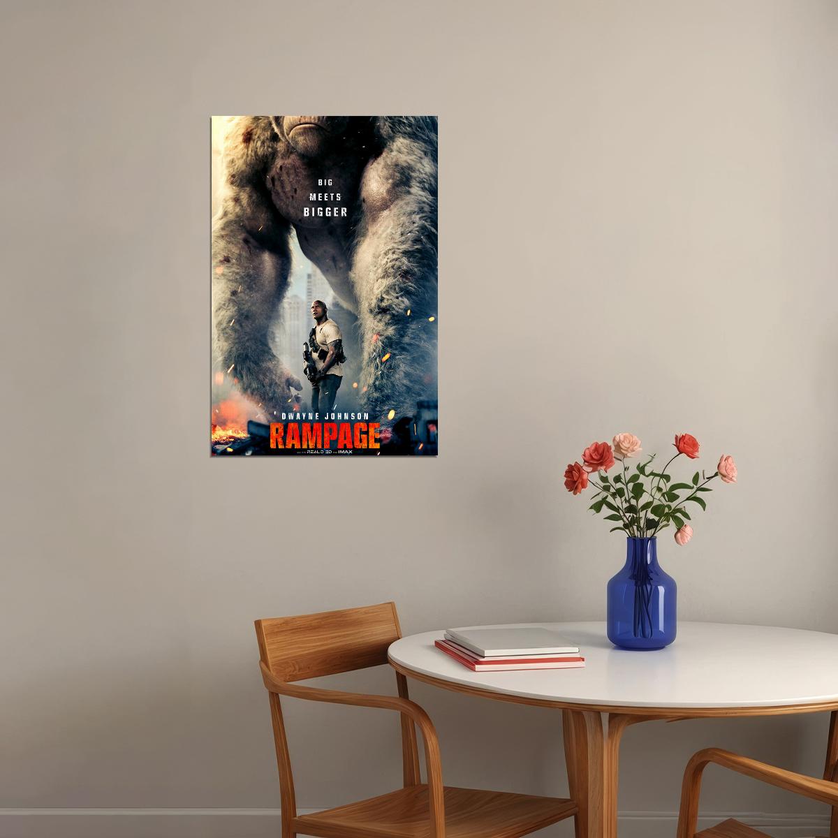 Rampage Dwayne Johnson 2018 Gorilla Wolf Crocodile Movie Poster Wall Art Print Home Wall Decor