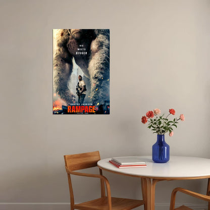 Rampage Dwayne Johnson 2018 Gorilla Wolf Crocodile Movie Poster Wall Art Print Home Wall Decor