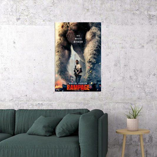Rampage Dwayne Johnson 2018 Gorilla Wolf Crocodile Movie Poster Wall Art Print Home Wall Decor