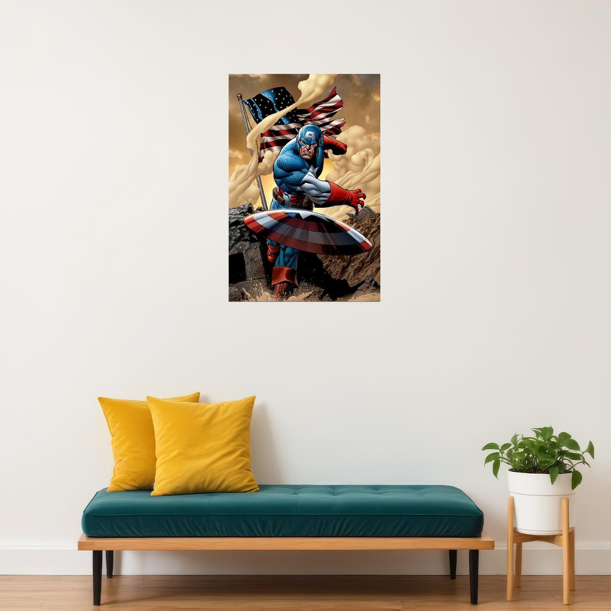Captain America Cartoon Film Superhero Poster Wall Art Print Home Wall Decor