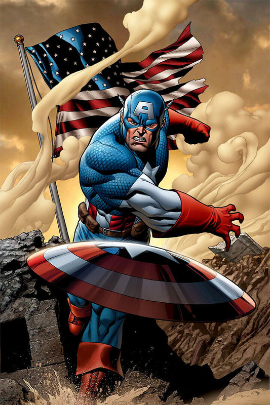 Captain America Cartoon Film Superhero Poster Wall Art Print Home Wall Decor