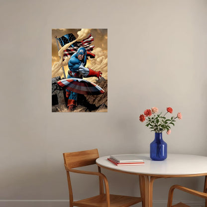 Captain America Cartoon Film Superhero Poster Wall Art Print Home Wall Decor