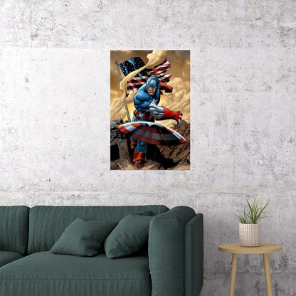 Captain America Cartoon Film Superhero Poster Wall Art Print Home Wall Decor