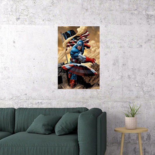 Captain America Cartoon Film Superhero Poster Wall Art Print Home Wall Decor