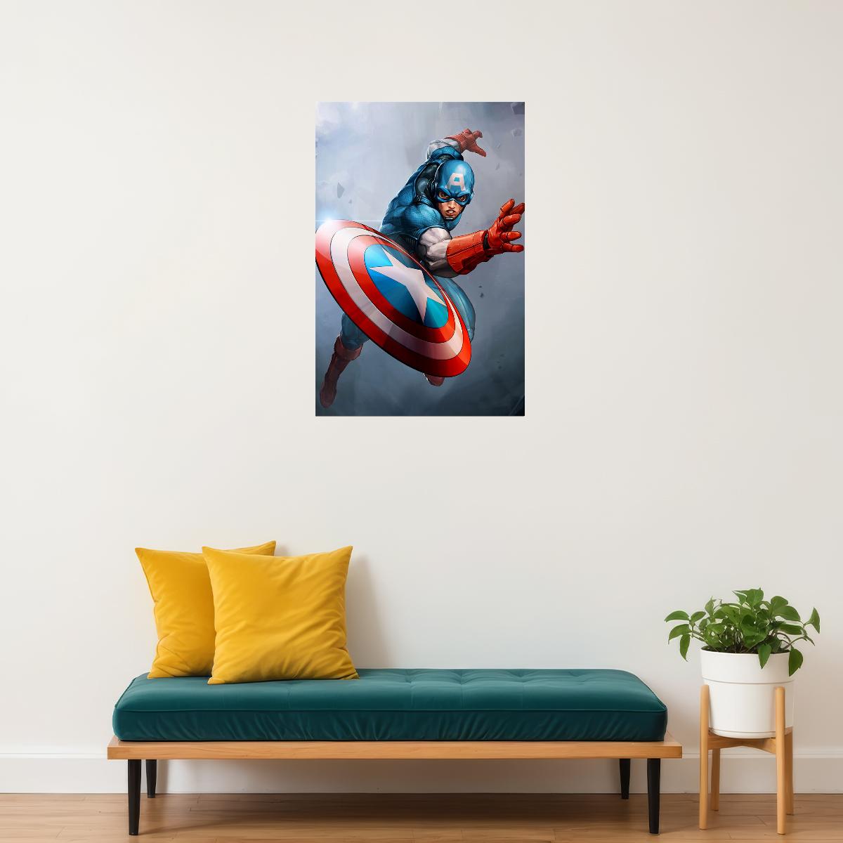 Captain America Superhero Comic Cartoon Poster Wall Art Print Home Wall Decor