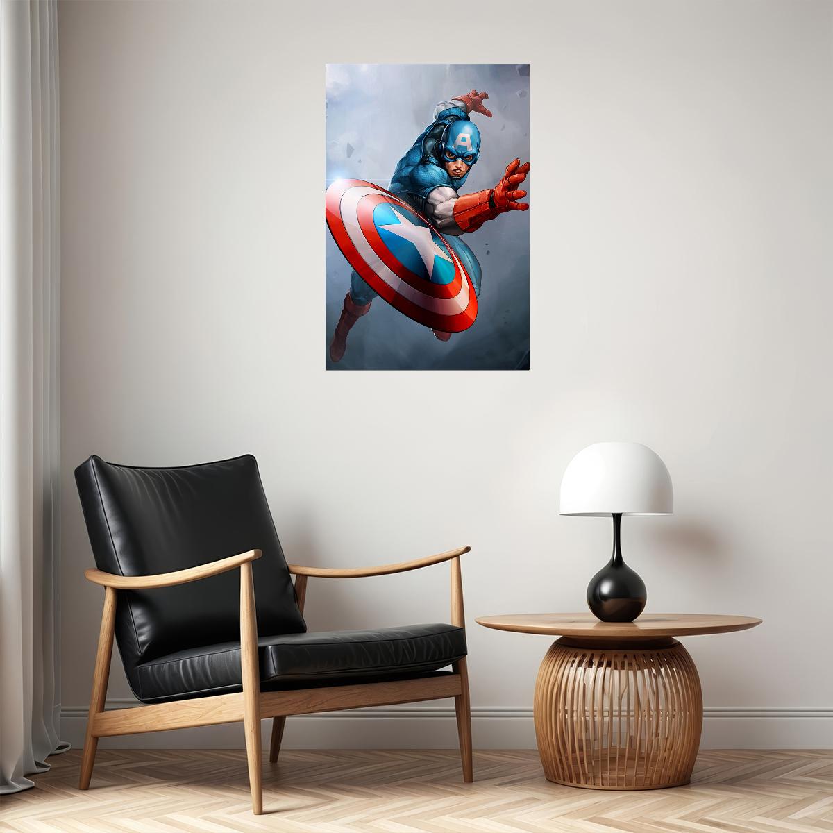 Captain America Superhero Comic Cartoon Poster Wall Art Print Home Wall Decor