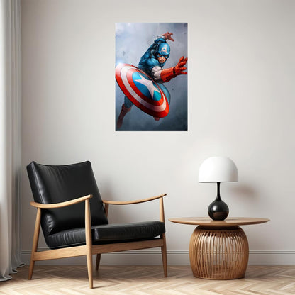 Captain America Superhero Comic Cartoon Poster Wall Art Print Home Wall Decor
