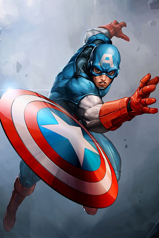 Captain America Superhero Comic Cartoon Poster Wall Art Print Home Wall Decor