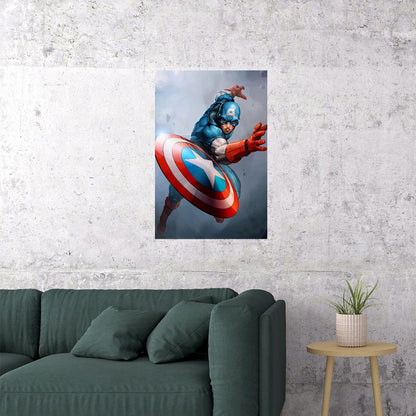 Captain America Superhero Comic Cartoon Poster Wall Art Print Home Wall Decor