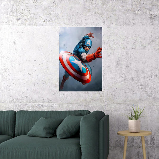 Captain America Superhero Comic Cartoon Poster Wall Art Print Home Wall Decor