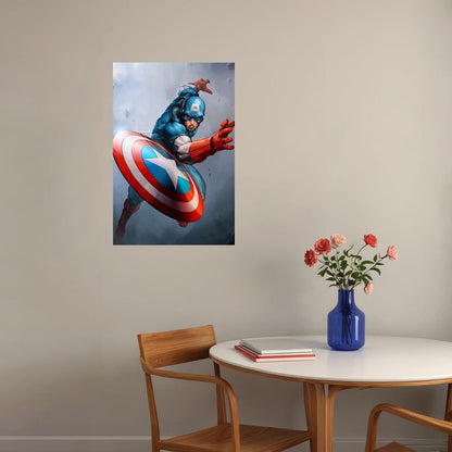 Captain America Superhero Comic Cartoon Poster Wall Art Print Home Wall Decor