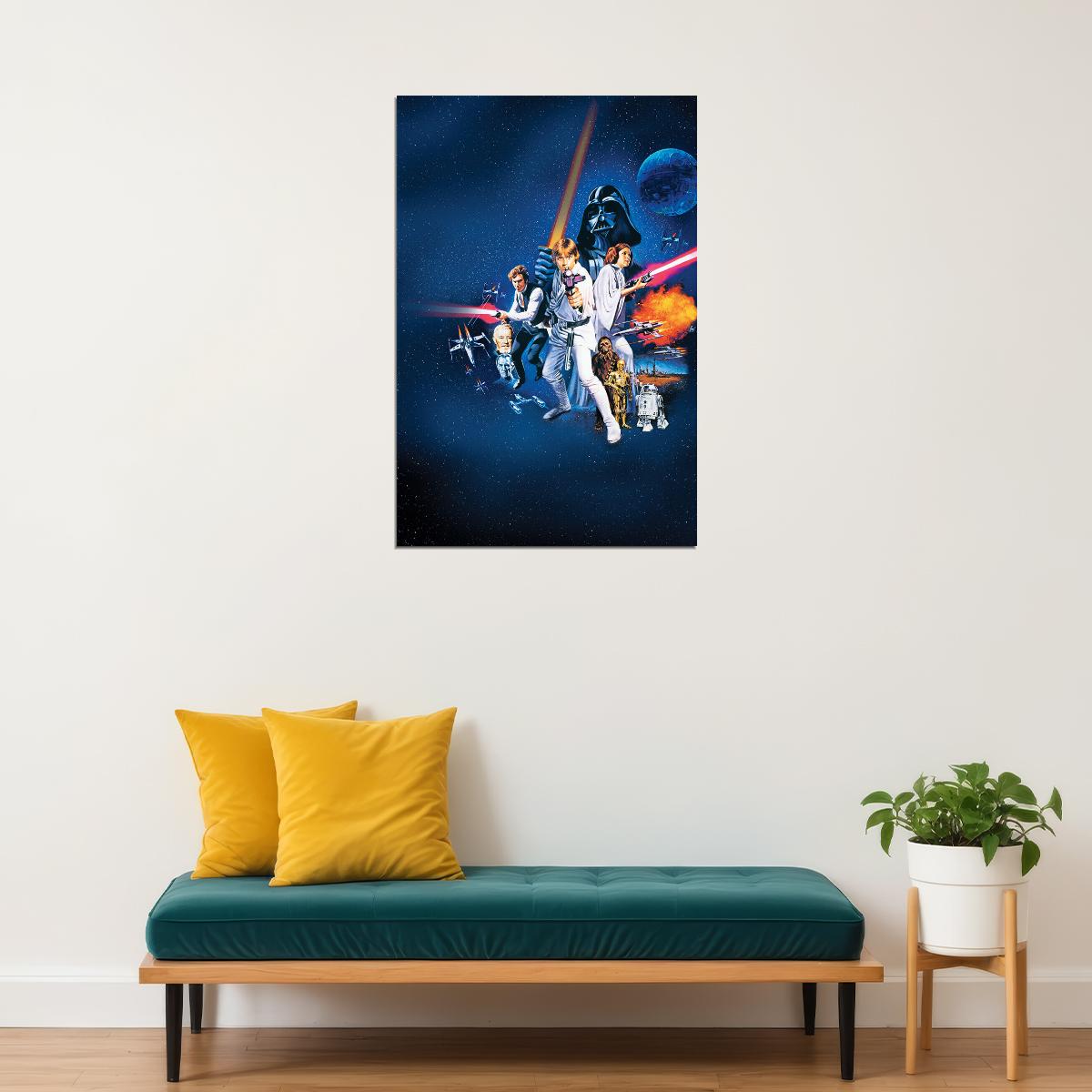 Star Wars Iv A New Hope 1977 Movie George Lucas Poster Wall Art Print Home Wall Decor