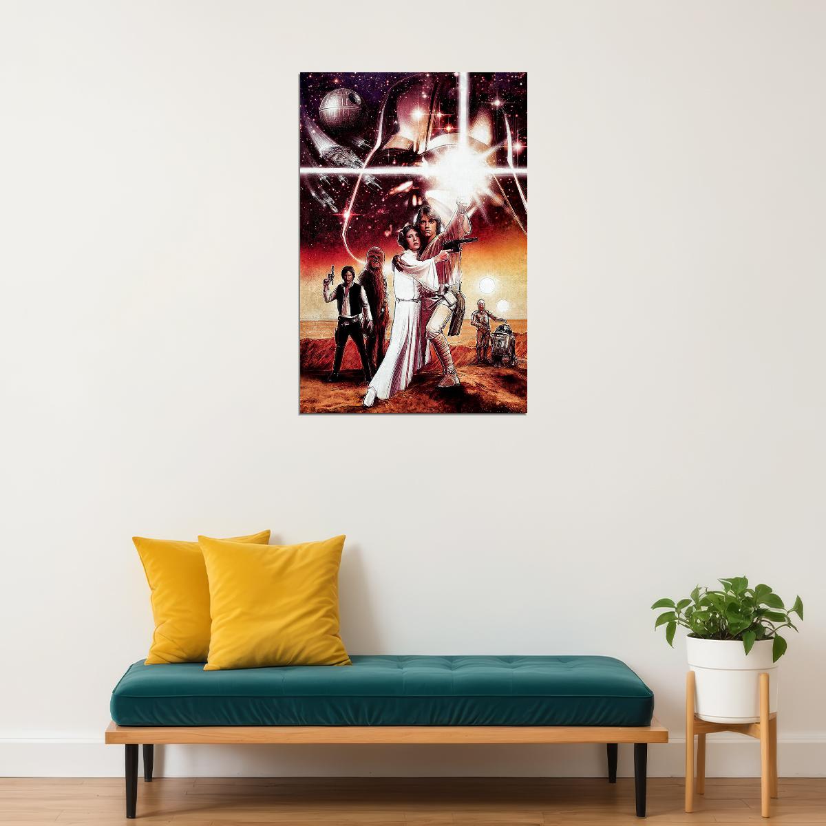 Star Wars Iv A New Hope 1977 Movie Poster Wall Art Print Home Wall Decor