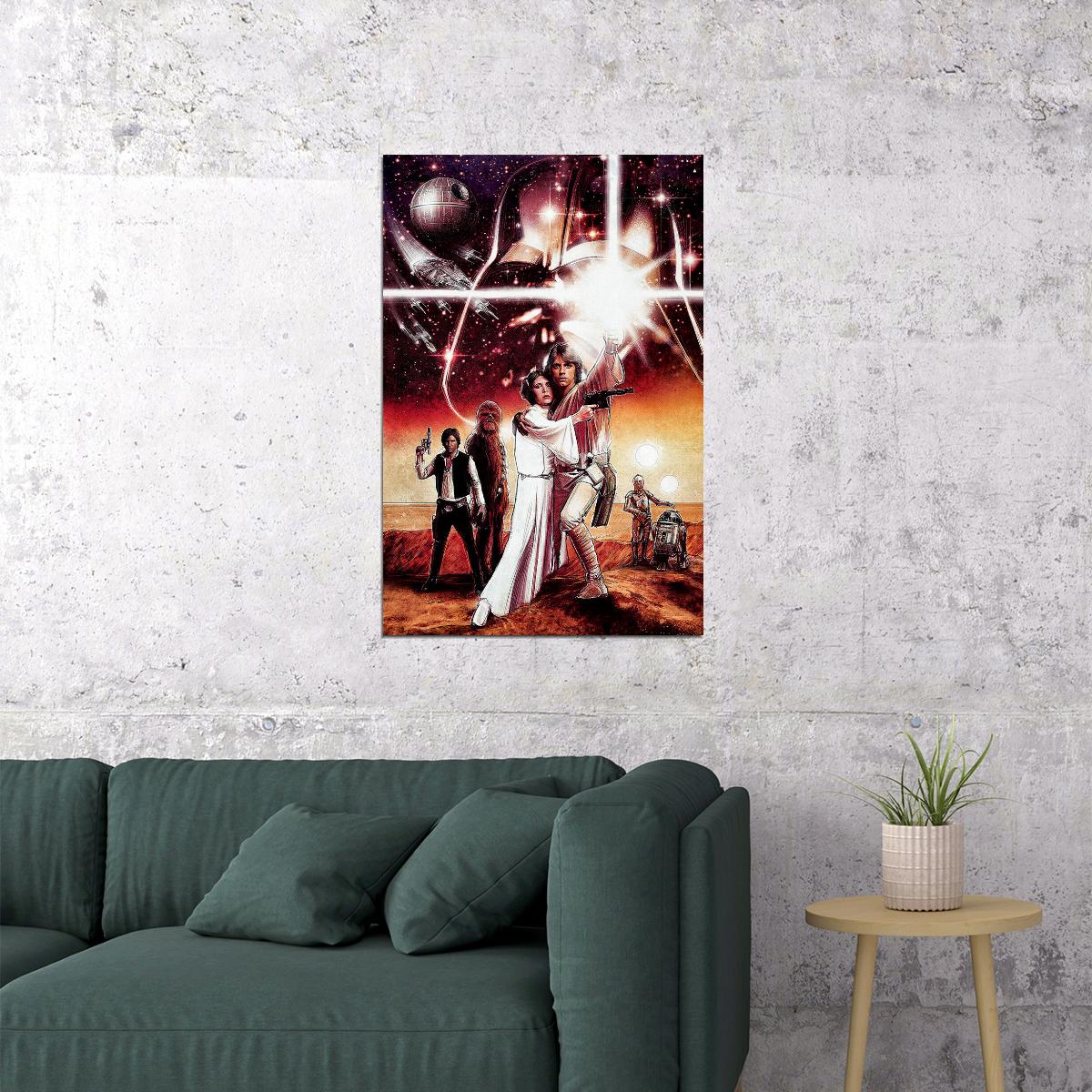 Star Wars Iv A New Hope 1977 Movie Poster Wall Art Print Home Wall Decor
