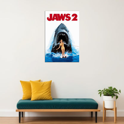 Jaws 2 Movie Steven Spielberg 1974 Shark Swimming Poster Wall Art Print Home Wall Decor