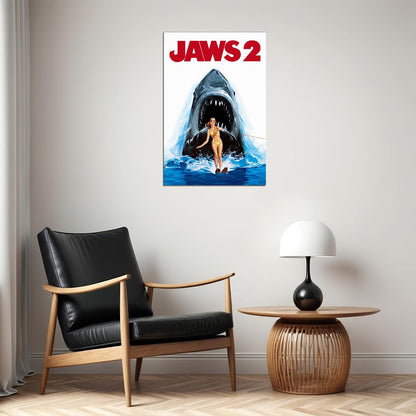 Jaws 2 Movie Steven Spielberg 1974 Shark Swimming Poster Wall Art Print Home Wall Decor