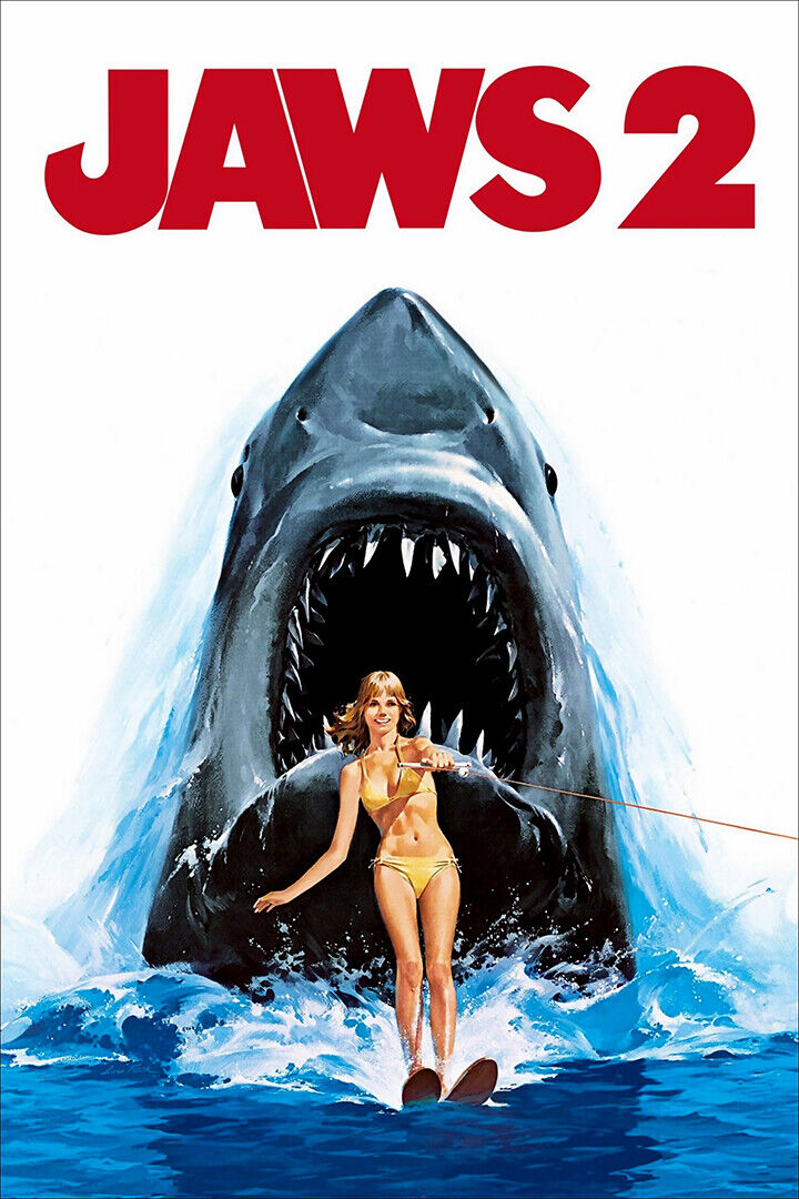Jaws 2 Movie Steven Spielberg 1974 Shark Swimming Poster Wall Art Print Home Wall Decor