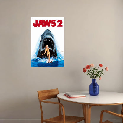 Jaws 2 Movie Steven Spielberg 1974 Shark Swimming Poster Wall Art Print Home Wall Decor