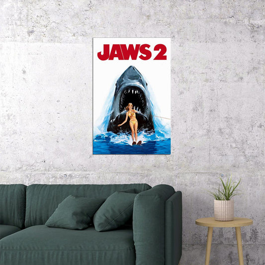 Jaws 2 Movie Steven Spielberg 1974 Shark Swimming Poster Wall Art Print Home Wall Decor