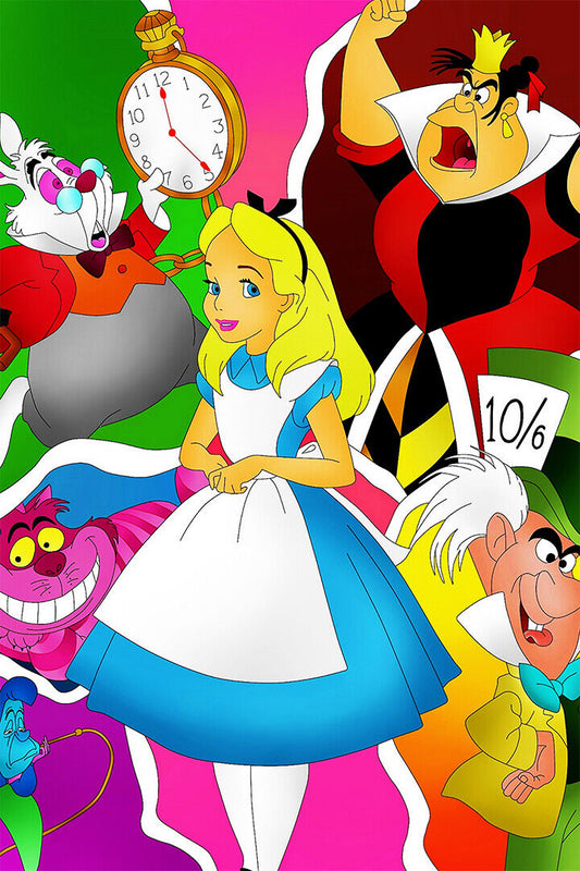 Alice In Wonderland Movie Vintage Cartoon 1951 Poster Wall Art Print Home Wall Decor