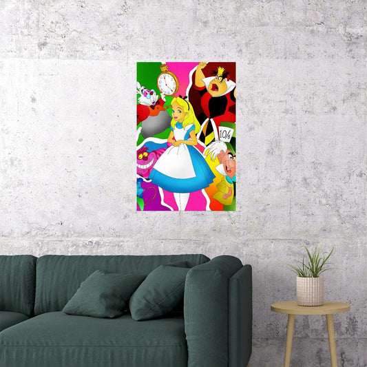 Alice In Wonderland Movie Vintage Cartoon 1951 Poster Wall Art Print Home Wall Decor