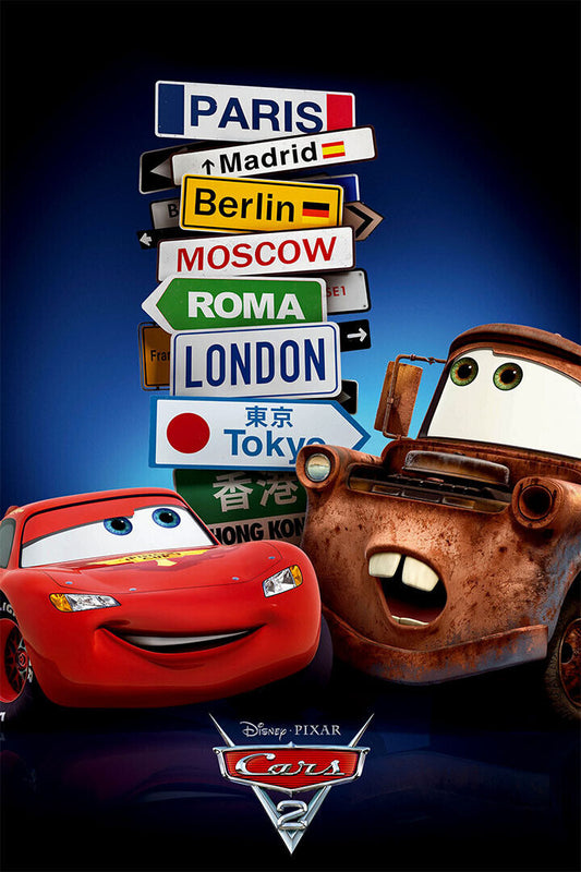 Cars 2 Car Action Movie Poster Wall Art Print Home Wall Decor