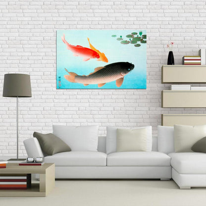 Koi Fish In The Pond Japanese Traditional Poster