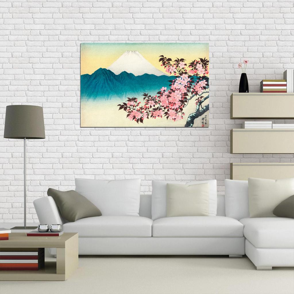 Mount Fuji Sakura Bloom Japanese Traditional Poster