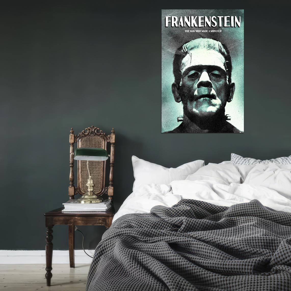 Frankenstein 1931 Zombie Horror Vintage Art Movie Poster