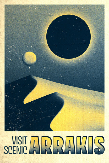 Dune Visit Scenic Arrakis Space Moon Sun Eclipse Art Movie Poster