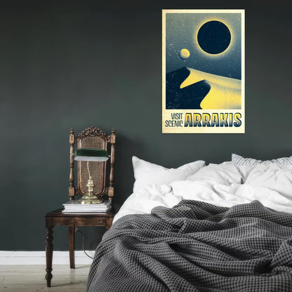 Dune Visit Scenic Arrakis Space Moon Sun Eclipse Art Movie Poster