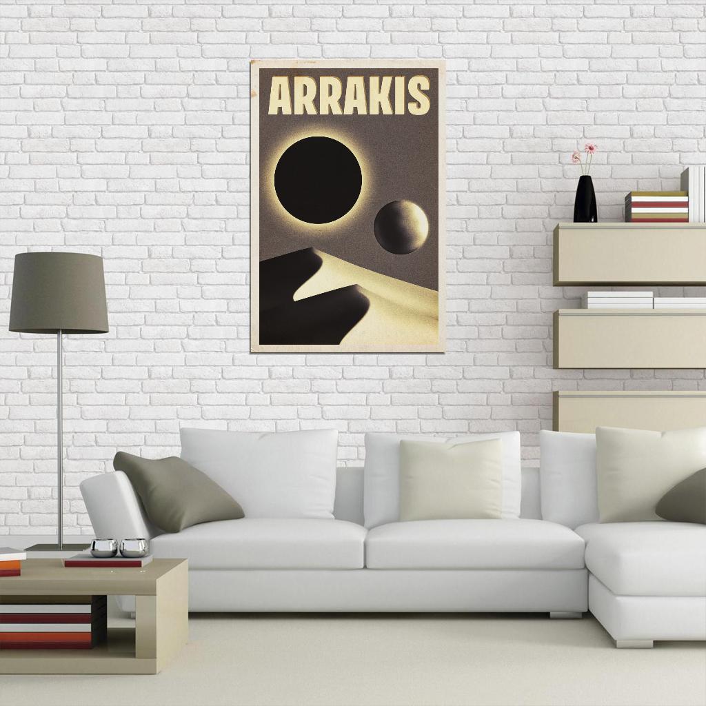 Dune Arrakis Space Moon Sun Eclipse Art Movie Poster
