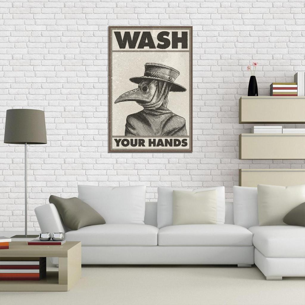 Wash Your Hands Plague Mask Funny Vintage Art Poster