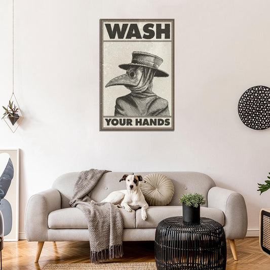 Wash Your Hands Plague Mask Funny Vintage Art Poster - xonomax