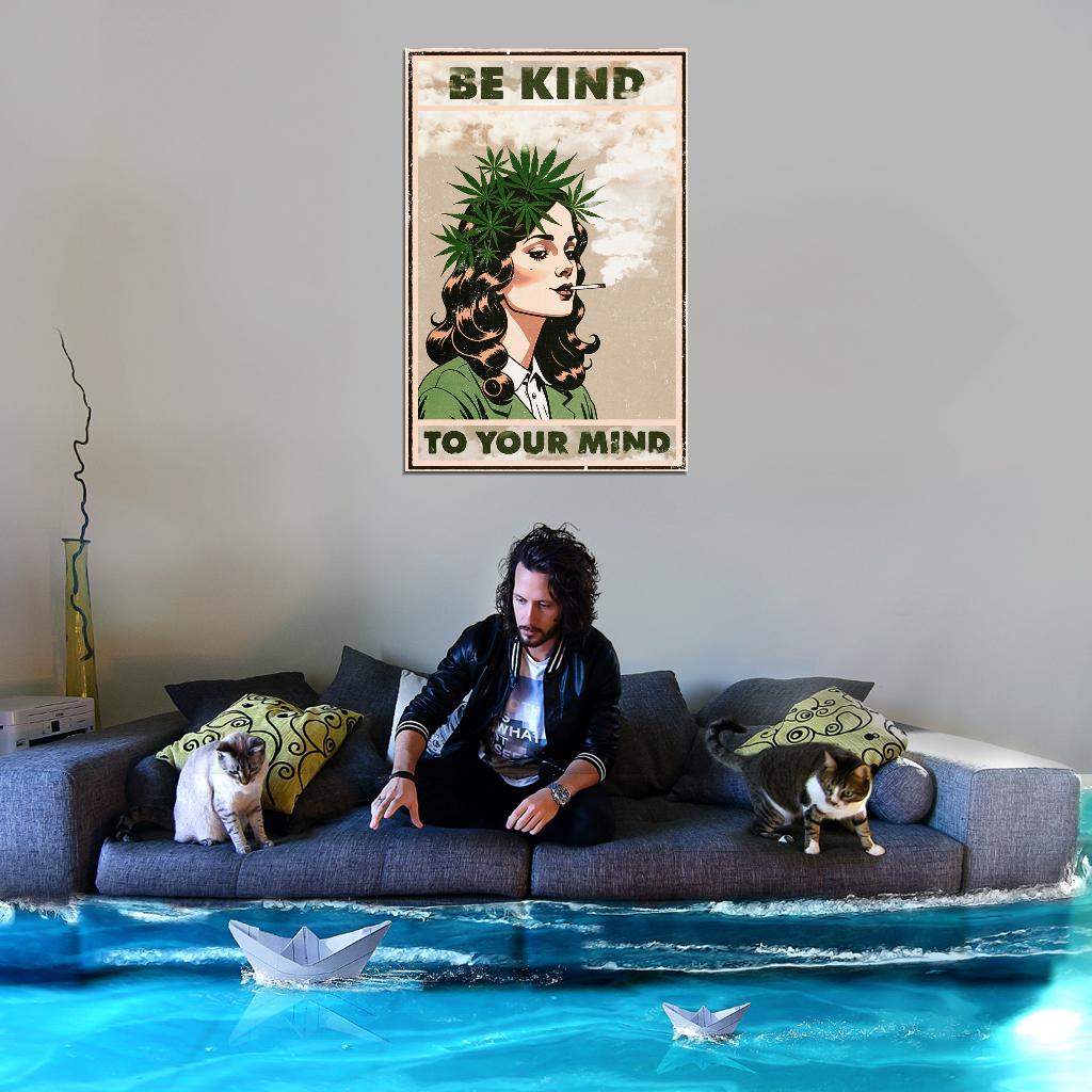 Be Kind To Your Mind 420 Boho Vintage Art Poster - xonomax
