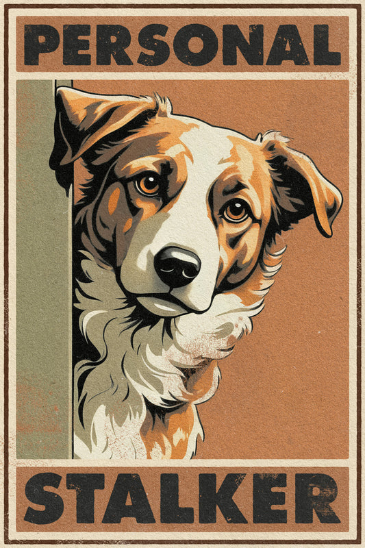 Personal Stalker Funny Dog Pictures Vintage Art Poster - xonomax
