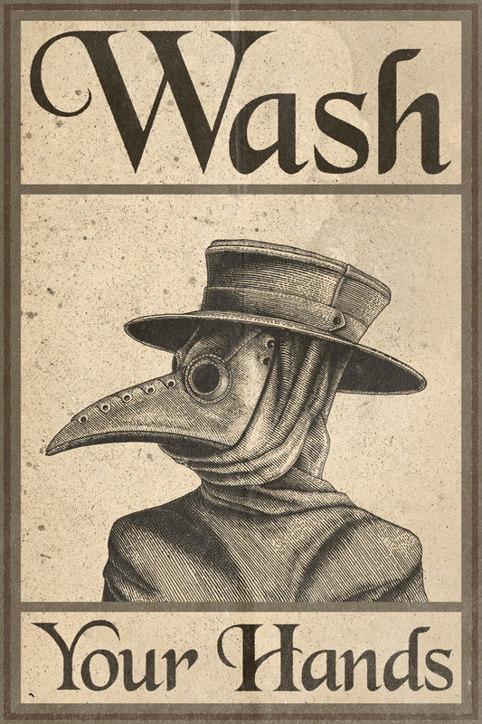 Wash Your Hands Plague Doctor Funny Vintage Art Poster - xonomax
