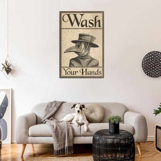 Wash Your Hands Plague Doctor Funny Vintage Art Poster - xonomax