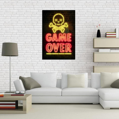 Game Over Gaming Neon Art Poster