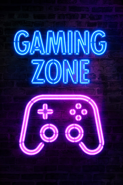 Gaming Zone Neon Art Poster