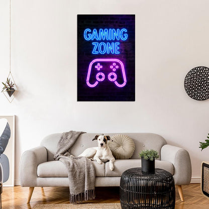 Gaming Zone Neon Art Poster