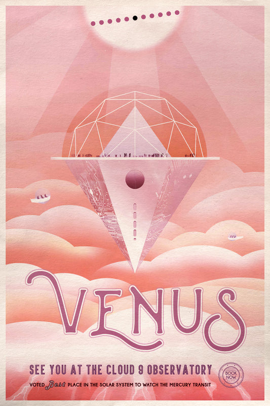 NASA Space Travel to Venus See You at the Cloud 9 Observatory Vintage Art Poster